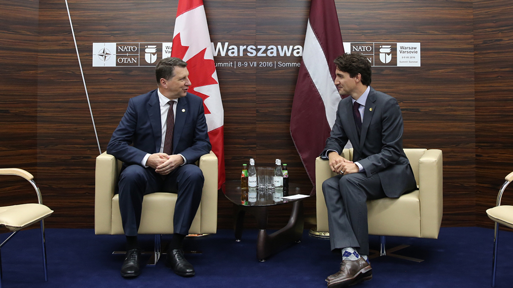 Prime Minister Justin Trudeau meets President Raimonds Vējonis of Latvia