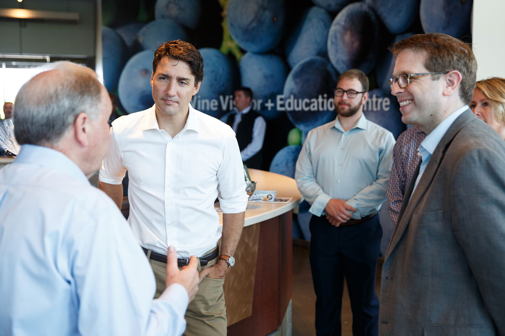 Prime Minister Justin Trudeau and MP Chris Bittle tour the Niagara