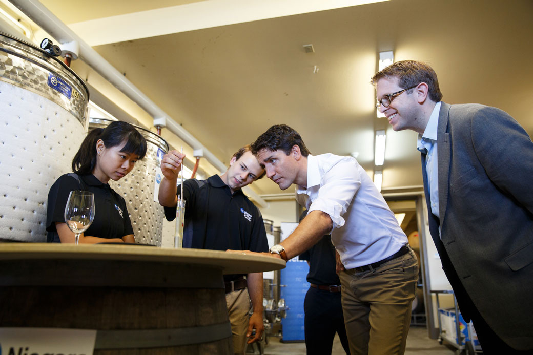 Prime Minister Justin Trudeau and MP Chris Bittle tour the Niagara