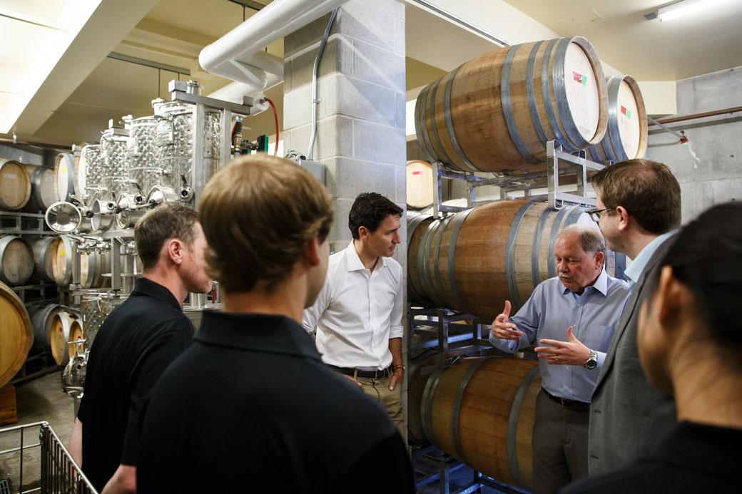 Prime Minister Justin Trudeau and MP Chris Bittle tour the Niagara