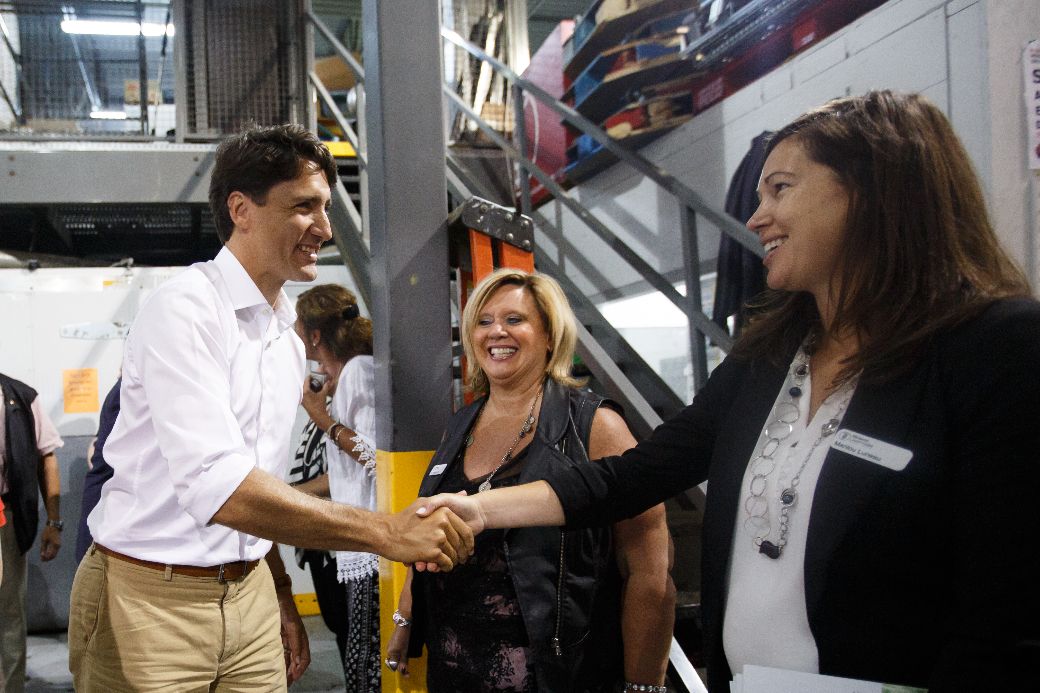 Prime Minister Trudeau visits Moisson Laurentides in Blainville, Quebec