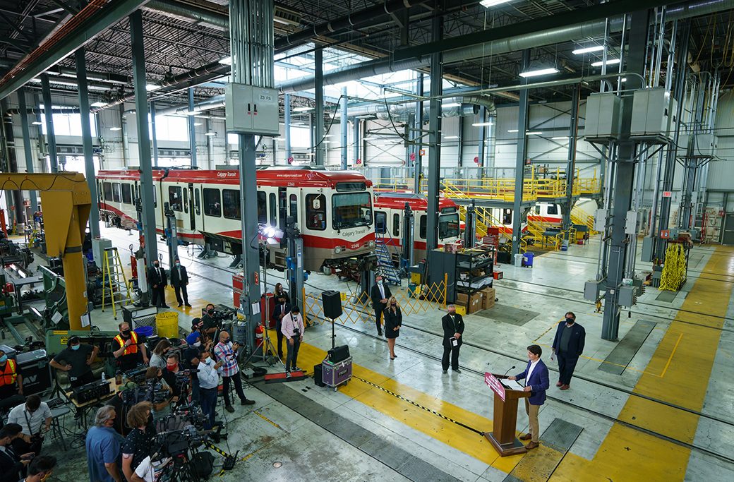 Prime Minister Justin Trudeau makes a public transit announcement at the CT Oliver Bowen Prime Minister Justin Trudeau makes a public transit announcement at the CT Oliver Bowen