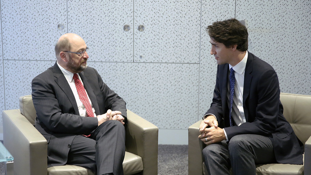 Prime Minister Justin Trudeau meets with Martin Schulz, President of the European Parliament Prime Minister Justin Trudeau meets with Martin Schulz, President of the European Parliament
