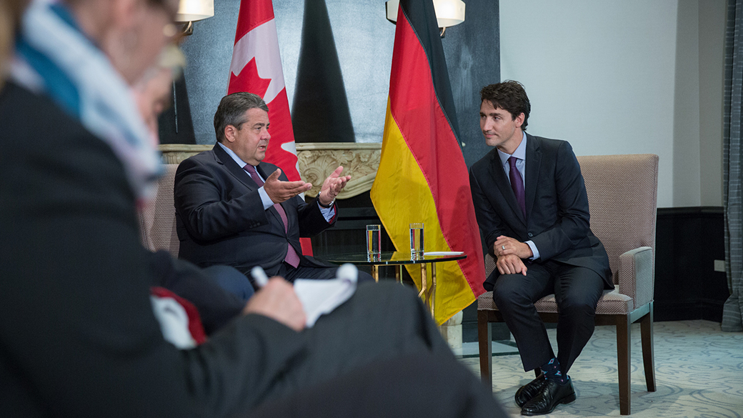 Prime Minister of Canada Justin Trudeau meets with the Vice Chancellor of Germany Sigmar Gabriel