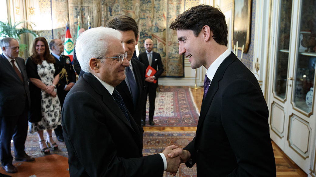 Sans titre Le premier ministre Trudeau rencontre le président Sergio Mattarella d'Italie