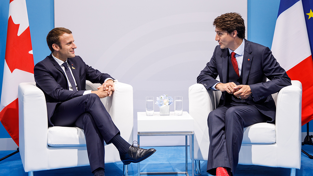 No title Prime Minister Justin Trudeau meets with Emmanuel Macron, President of France
