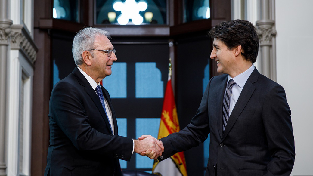 Prime Minister Justin Trudeau meets with New Brunswick Premier Blaine Higgs