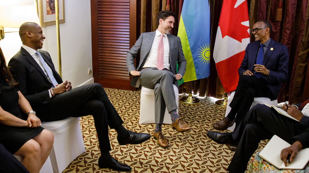 Le premier ministre Justin Trudeau rencontre le président du Rwanda Paul Kagame