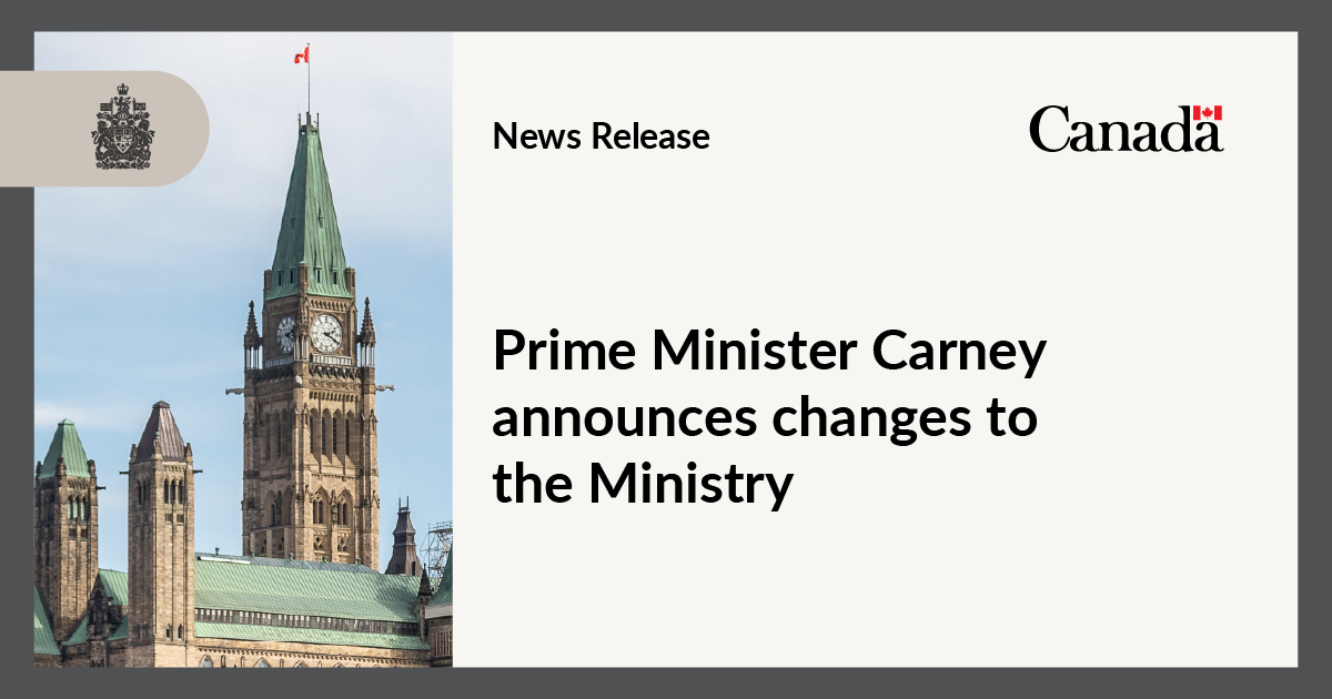 Prime Minister Carney announces changes to the Ministry
