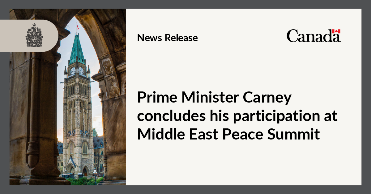 Prime Minister Carney concludes his participation at Middle East Peace Summit