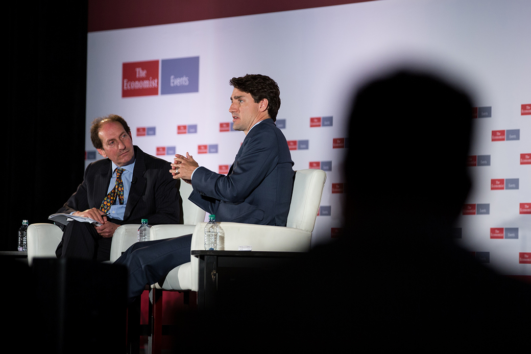 Prime Minister Justin Trudeau participates in an armchair discussion