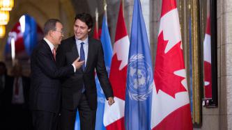 Photo numéro 1 de la galerie de photos Le premier ministre Justin Trudeau tient un point de presse conjoint avec le secrétaire général des Nations Unies, Ban Ki-moon