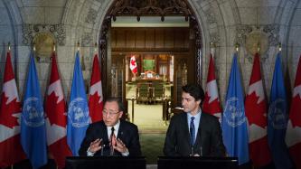 Photo numéro 2 de la galerie de photos Le premier ministre Justin Trudeau tient un point de presse conjoint avec le secrétaire général des Nations Unies, Ban Ki-moon