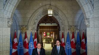 Photo numéro 3 de la galerie de photos Le premier ministre Justin Trudeau tient un point de presse conjoint avec le secrétaire général des Nations Unies, Ban Ki-moon