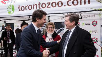 Photo number 3 from the photo gallery Prime Minister Justin Trudeau delivers remarks during the panda naming ceremony at the Toronto Zoo
