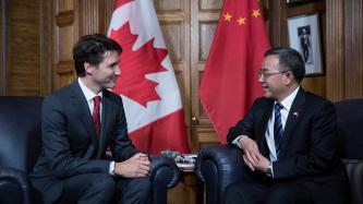 Photo numéro 1 de la galerie de photos Le premier ministre Justin Trudeau rencontre M. Hu Chunhua, membre du Politburo du Parti communiste chinois et secrétaire du Parti pour la province du Guangdong