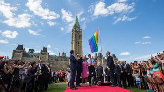 Photo number 6 from the photo gallery Prime Minister Justin Trudeau takes part in the Pride flag raising ceremony on Parliament Hill