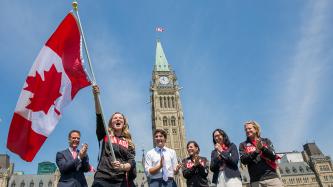 Photo number 1 from the photo gallery Prime Minister Justin Trudeau announces Rosie MacLennan as Canada's flag bearer at the 2016 Olympic Games in Rio de Janeiro