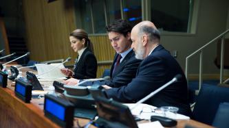 Photo number 2 from the photo gallery Prime Minister Justin Trudeau and Queen Rania Al Abdullah co-chair a roundtable on international action and cooperation on refugees and migrants at the United Nations Headquarters in New York