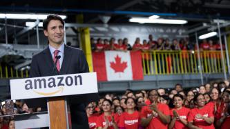 Photo number 1 from the photo gallery Prime Minister Justin Trudeau visits the new Amazon Fulfillment Centre in Brampton, Ontario