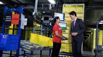 Photo number 9 from the photo gallery Prime Minister Justin Trudeau visits the new Amazon Fulfillment Centre in Brampton, Ontario