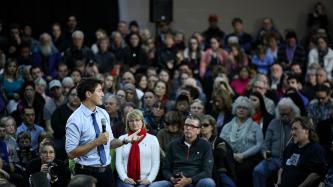 Photo number 1 from the photo gallery Prime Minister Justin Trudeau participates in a town hall Q&A in Peterborough, Ontario