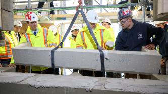 Photo number 5 from the photo gallery Prime Minister Justin Trudeau places the last stone during the restoration of West Block on Parliament Hill