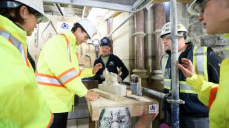 Photo number 6 from the photo gallery Prime Minister Justin Trudeau places the last stone during the restoration of West Block on Parliament Hill