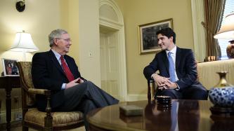 Photo number 1 from the photo gallery Prime Minister Trudeau meets with Senate Majority Leader Mitch McConnell at the Capitol in Washington