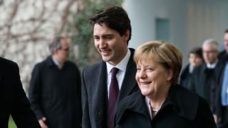 Photo number 1 from the photo gallery Chancellor Merkel welcomes Prime Minister Justin Trudeau to the Federal Chancellery in Berlin, Germany