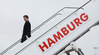 Photo number 1 from the photo gallery Prime Minister Justin Trudeau arrives in Hamburg, Germany and is welcomed to City Hall by Mayor Scholz