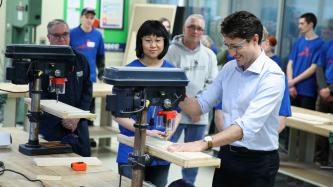 Photo number 1 from the photo gallery Prime Minister Justin Trudeau and MP Darren Fisher visit the Nova Scotia Community College's Waterfront Campus in Dartmouth
