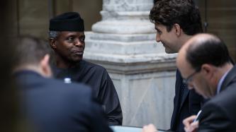 Photo number 1 from the photo gallery Prime Minister Justin Trudeau speaks with Muhammadu Buhari, President of Nigeria, during the G7 in Taormina, Italy