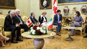 Photo number 1 from the photo gallery Prime Minister Justin Trudeau meets with Laura Boldrini, President of the Chamber of Deputies, and Pietro Grasso, President of the Senate of the Republic, in Rome