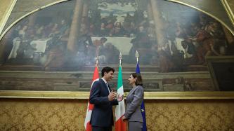 Photo number 2 from the photo gallery Prime Minister Justin Trudeau meets with Laura Boldrini, President of the Chamber of Deputies, and Pietro Grasso, President of the Senate of the Republic, in Rome