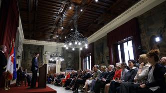 Photo number 2 from the photo gallery Prime Minister Justin Trudeau addresses the Chamber of Deputies at the Chigi Palace in Rome