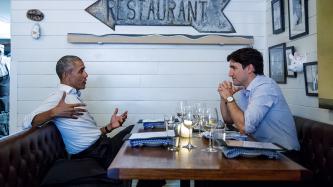 Photo numéro 1 de la galerie de photos Le premier ministre Justin Trudeau rencontre Barack Obama au restaurant Liverpool House à Montréal