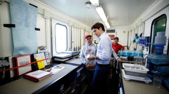 Photo number 6 from the photo gallery Prime Minister Justin Trudeau and MP Sean Casey tour the Canada C3 expedition vessel at the Charlottetown Harbour