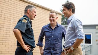 Photo number 1 from the photo gallery Prime Minister Justin Trudeau and MP Stephen Fuhr meet firefighters and staff at the Fire Hall 1 Operations Centre in Kelowna, British Columbia