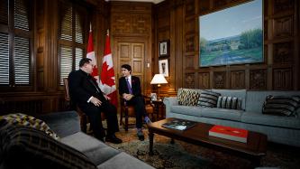 Prime Minister Justin Trudeau meets with His Eminence Cardinal Gérald C. Lacroix, Archbishop of Quebec, on Parliament Hill