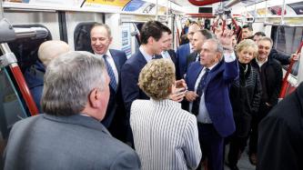 Prime Minister Justin Trudeau rides the subway