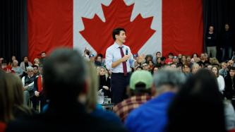 Prime Minister Justin Trudeau speaks to the crowd