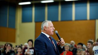 MP Darrell Samson speaks to the crowd