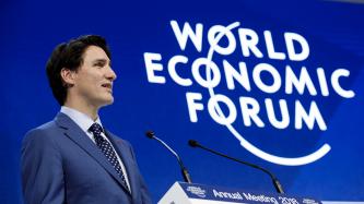 Prime Minister Justin Trudeau delivers a keynote address at the World Economic Forum.