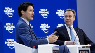 Prime Minister Justin Trudeau takes part in an armchair discussion with Børge Brende at the World Economic Forum.