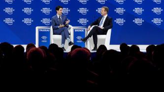 Prime Minister Justin Trudeau takes part in an armchair discussion with Børge Brende at the World Economic Forum.