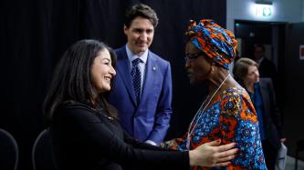 Prime Minister Justin Trudeau and Minister Maryam Monsef meet with Winnie Byanyima, Executive Director of Oxfam International.