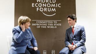 Prime Minister Justin Trudeau meets with Chancellor Angela Merkel of Germany.