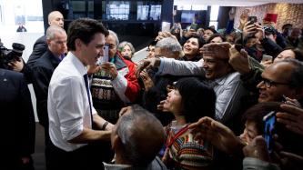PM Trudeau speaks to a group of residents