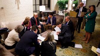 The G7 Leaders discuss in a private meeting.